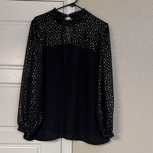 VENUS Black Blouse with Gold Accents